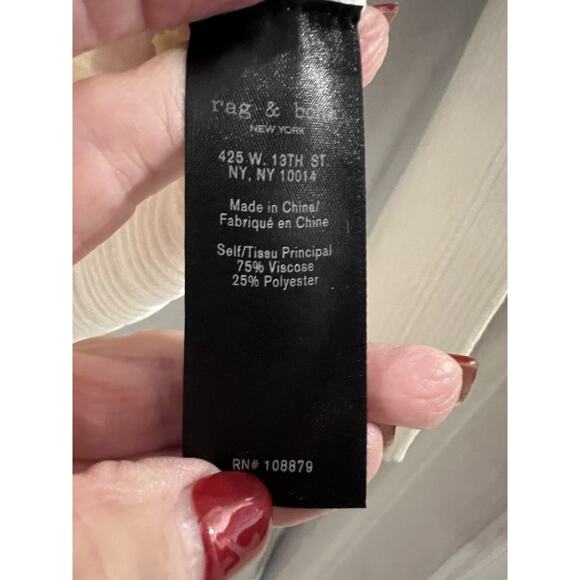 Rag & Bone White Ribbed Knit Off The Shoulder Sweater Sz L - Picture 4 of 6